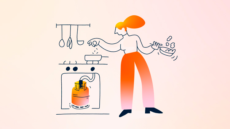 pessoa a cozinhar a gás 