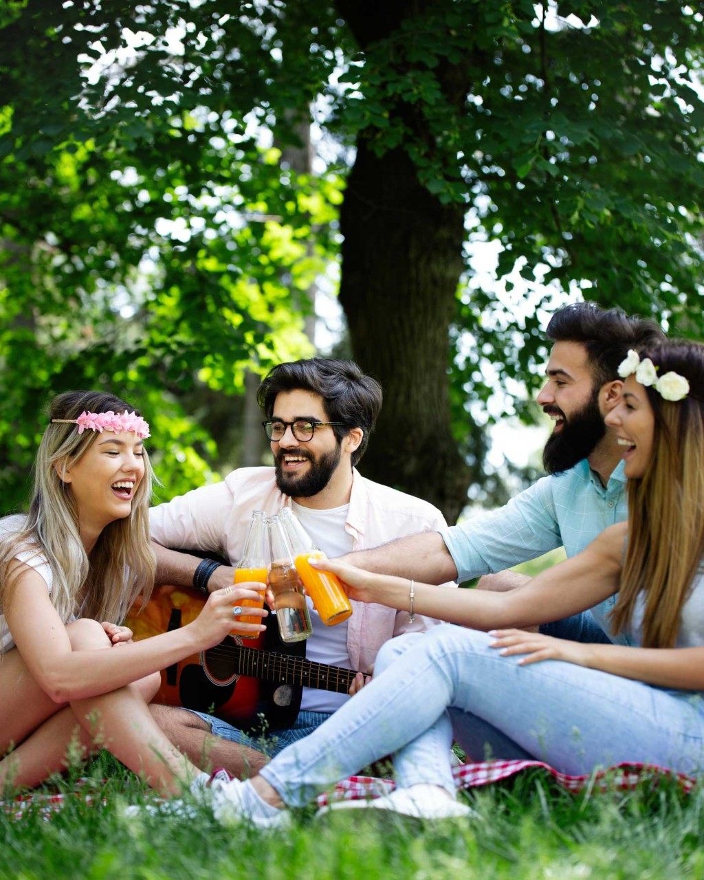 grupo de amigos num parque